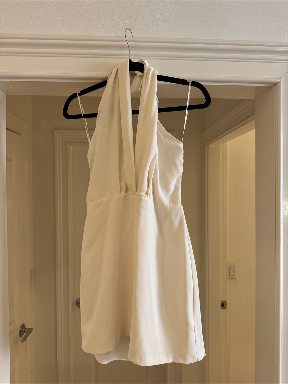 Amanda Uprichard Ivory Halter Mini Dress